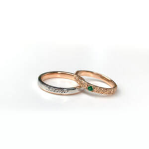 プラチナとピンクゴールドの結婚指輪