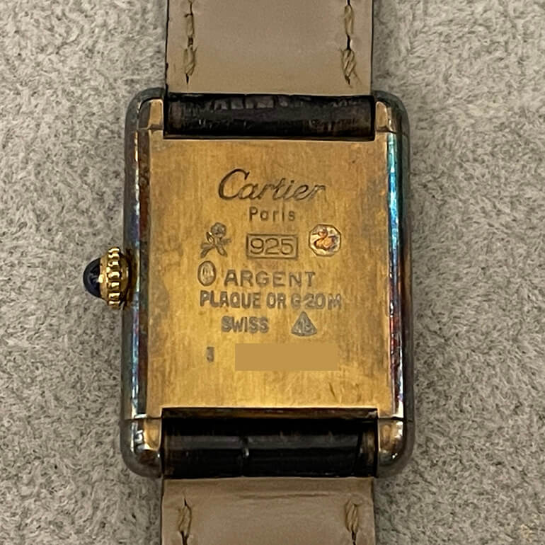 カルティエマストタンクのお預かり時 裏面