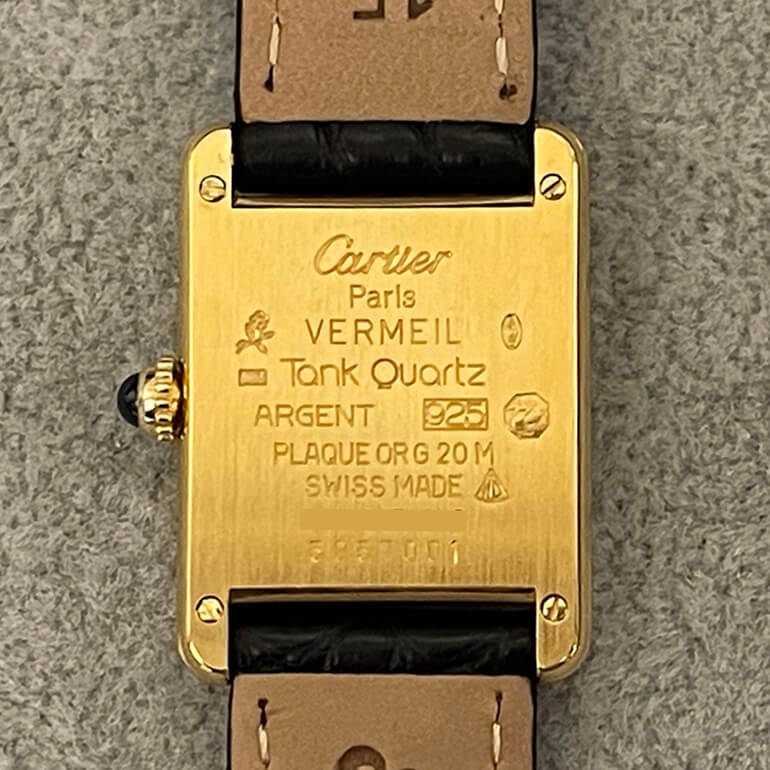 カルティエタンク再メッキ後の裏面