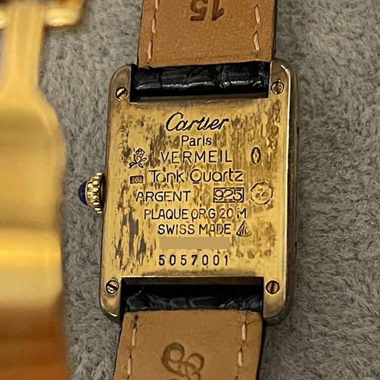 カルティエマストタンクの再メッキ、修理前の裏面