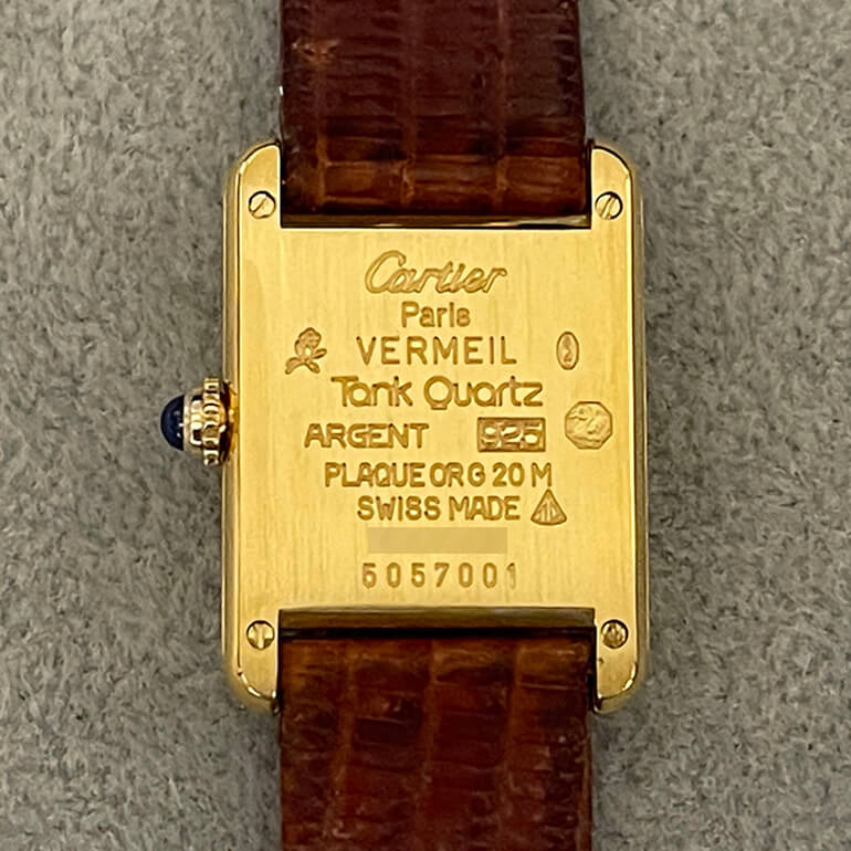 カルティエタンクの再メッキ後-裏面