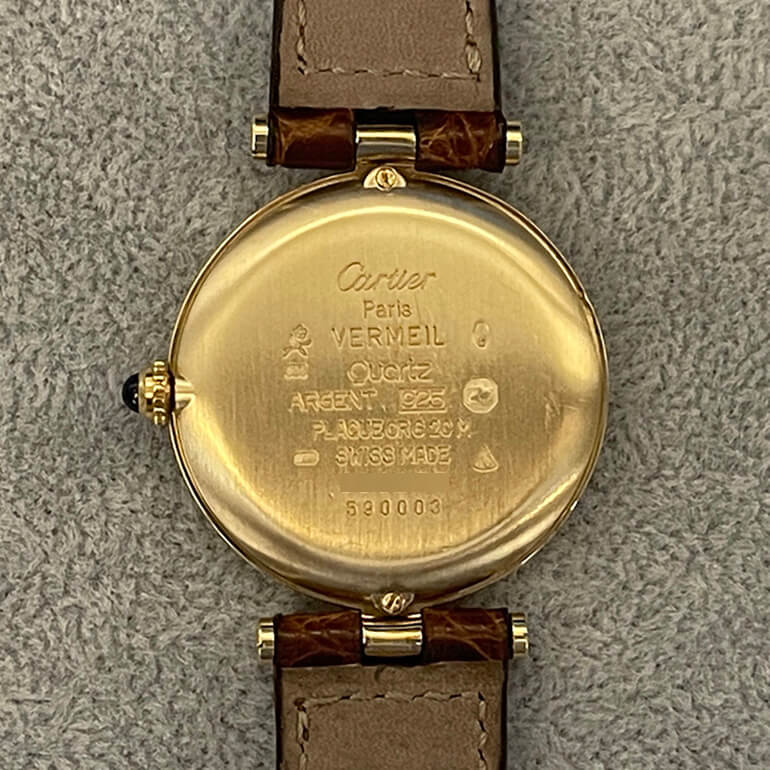 カルティエヴァンドーム修理後の裏面の写真