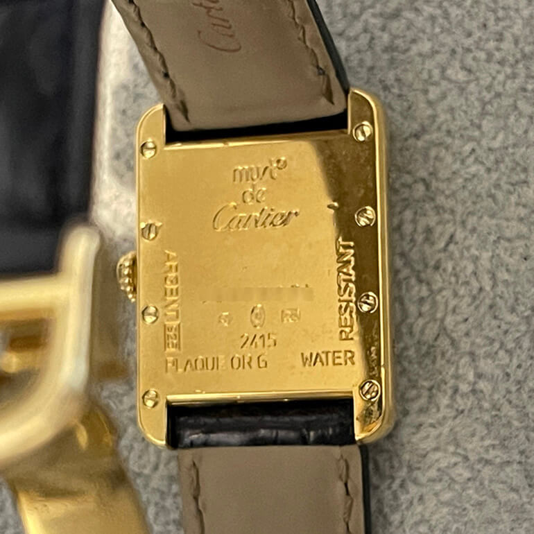 カルティエタンクの変色取り修理、出来上がり時の裏面