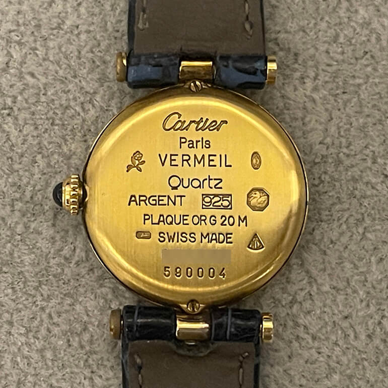 カルティエマストヴァンドームの再メッキ前の裏面