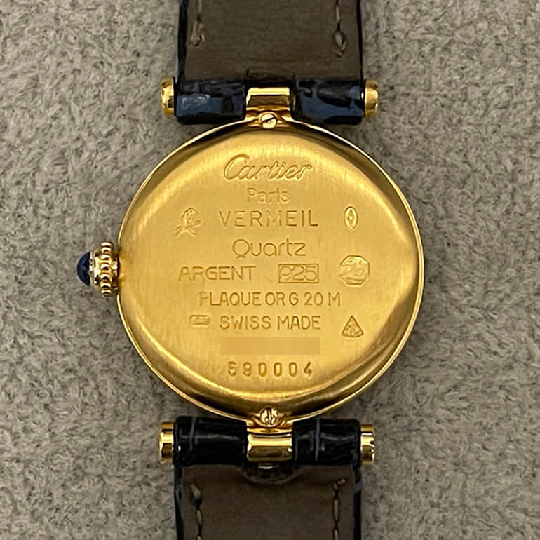 カルティエマストヴァンドームの再メッキ後の裏面