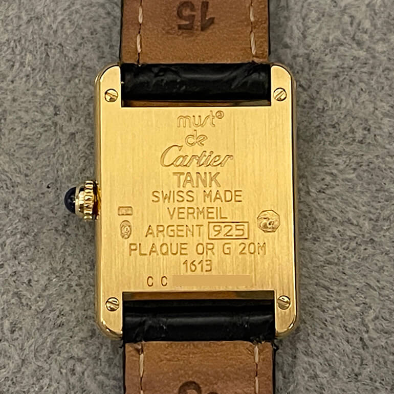 カルティエタンク再メッキ修理後の裏面