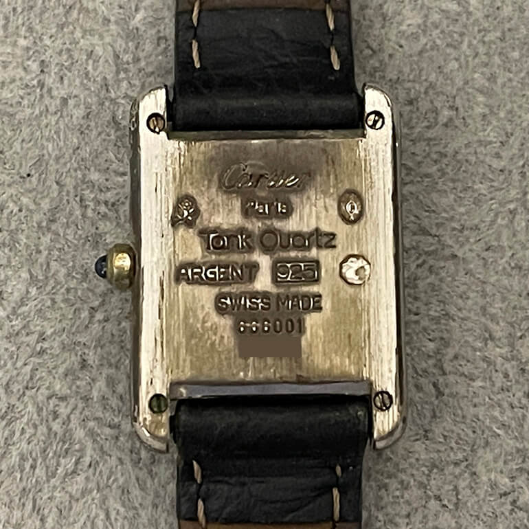 カルティエタンクの再メッキお預かり時の裏面