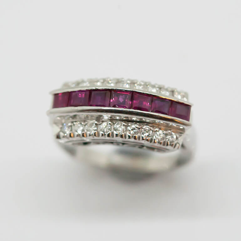 リフォーム前のルビー３連リング