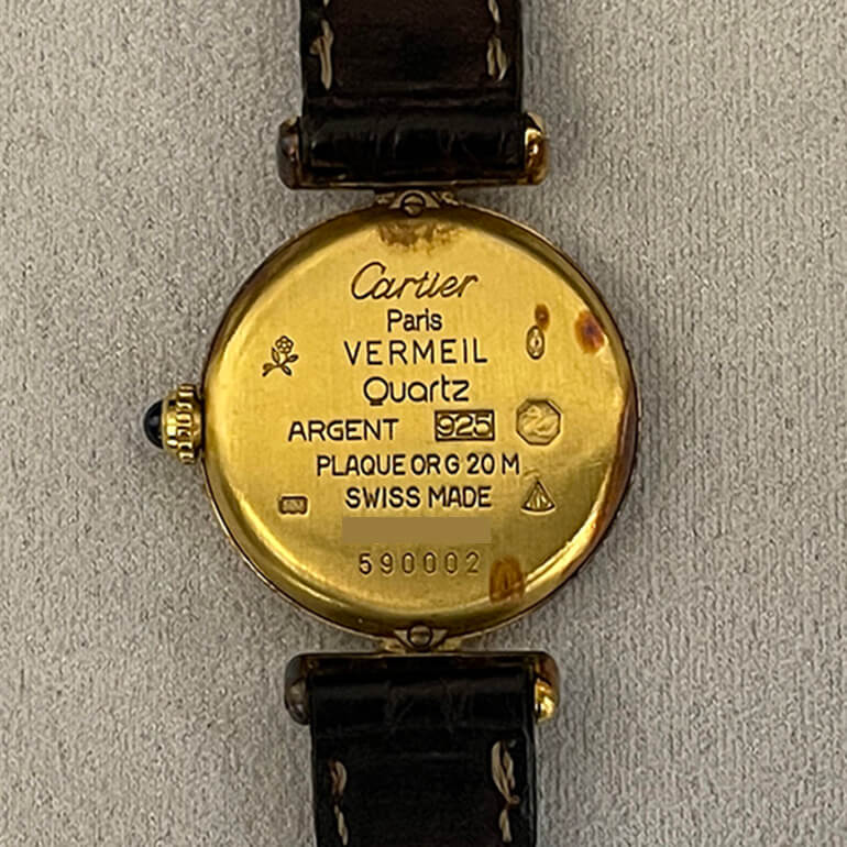 再メッキ前のカルティエマストコリゼの裏面