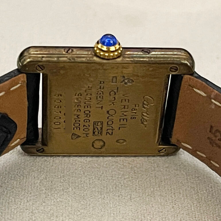 再メッキ前のカルティエタンク-裏面