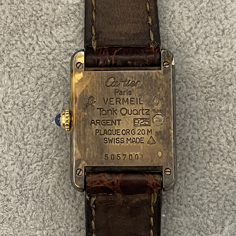 再メッキ前のカルティエタンク-裏面