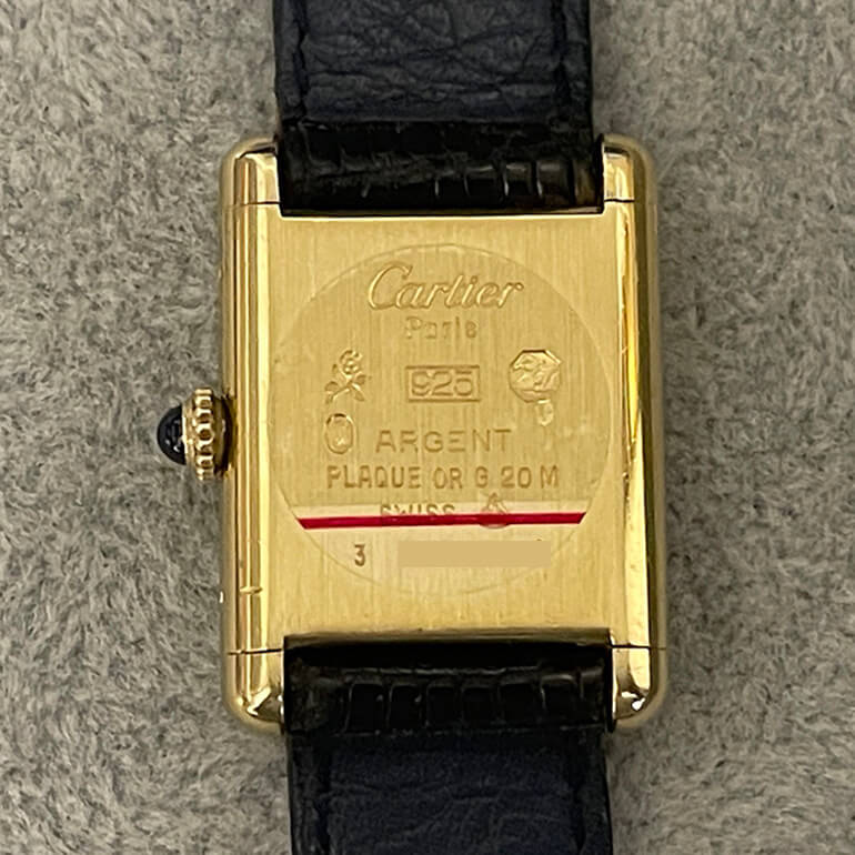 カルティエマストタンクの変色取り修理後の裏面