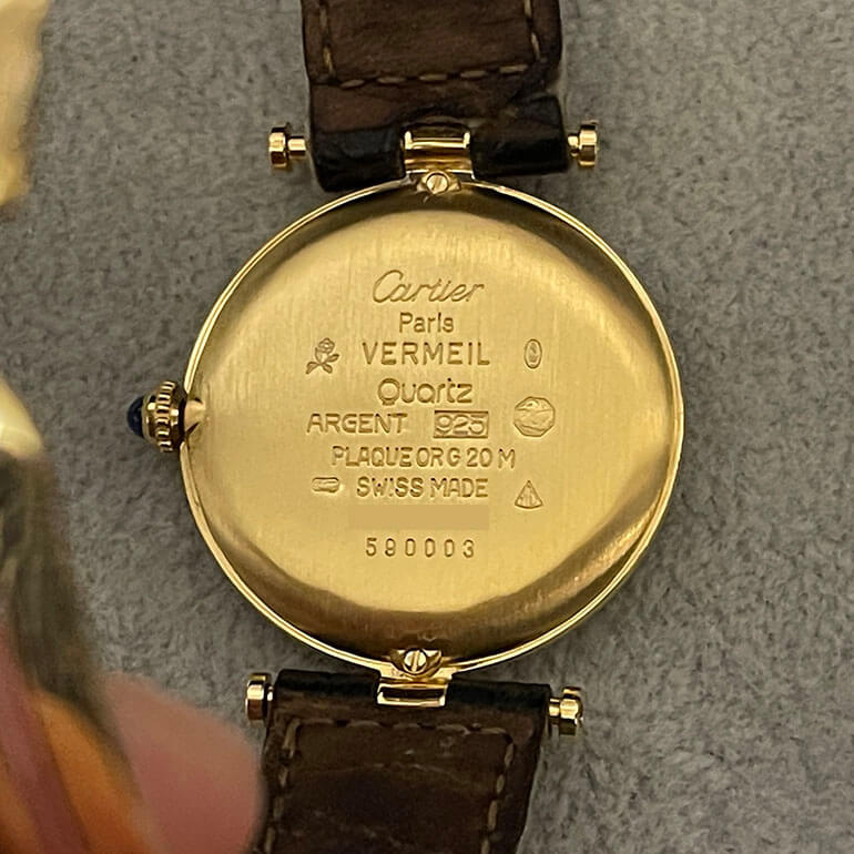 カルティエヴァンドーム修理後の裏面の写真