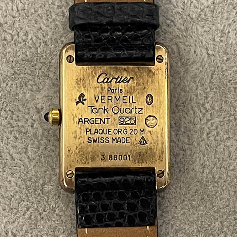 再メッキ前のカルティエタンク-裏面