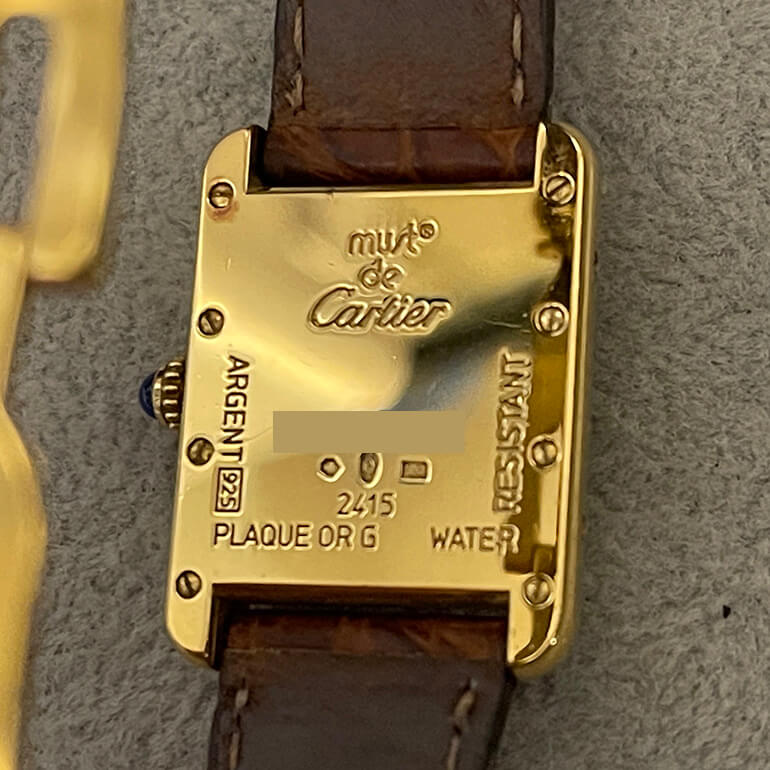 カルティエタンク修理後の裏面の写真