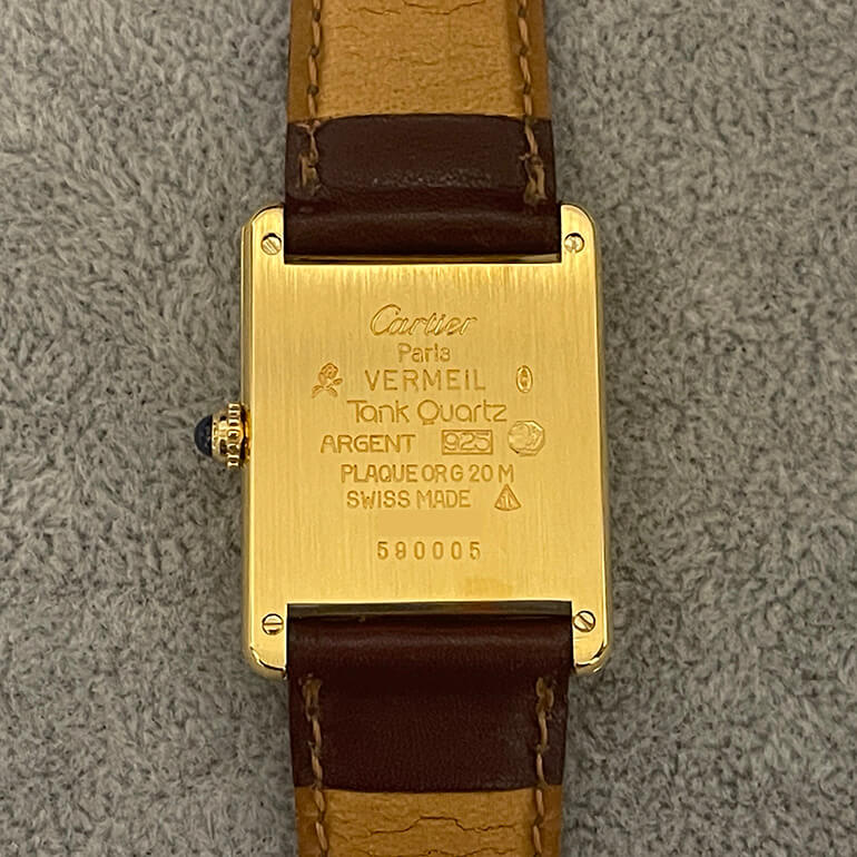 カルティエタンク修理後の裏面の写真