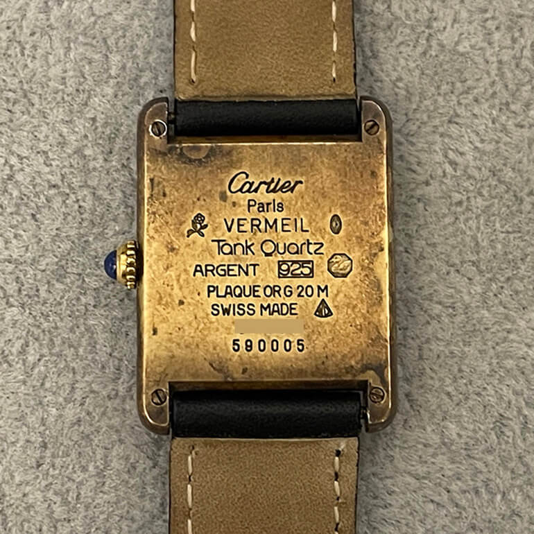 再メッキ前のカルティエタンク-裏面