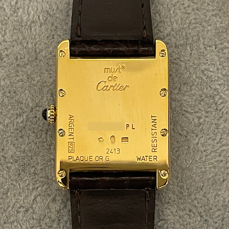 カルティエタンク修理後の裏面の写真