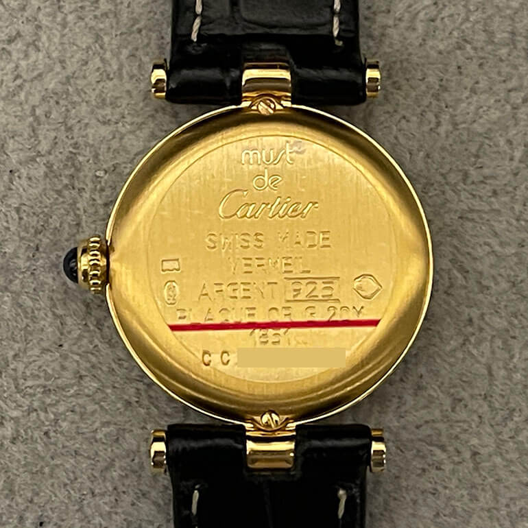 カルティエヴァンドーム修理後の裏面の写真