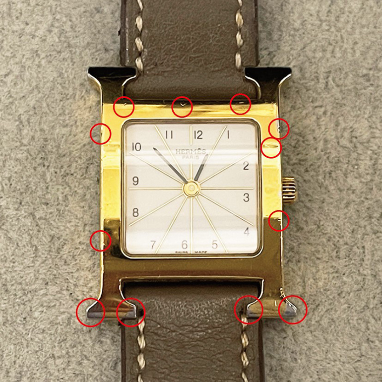 再メッキ修理前のエルメスHウォッチ