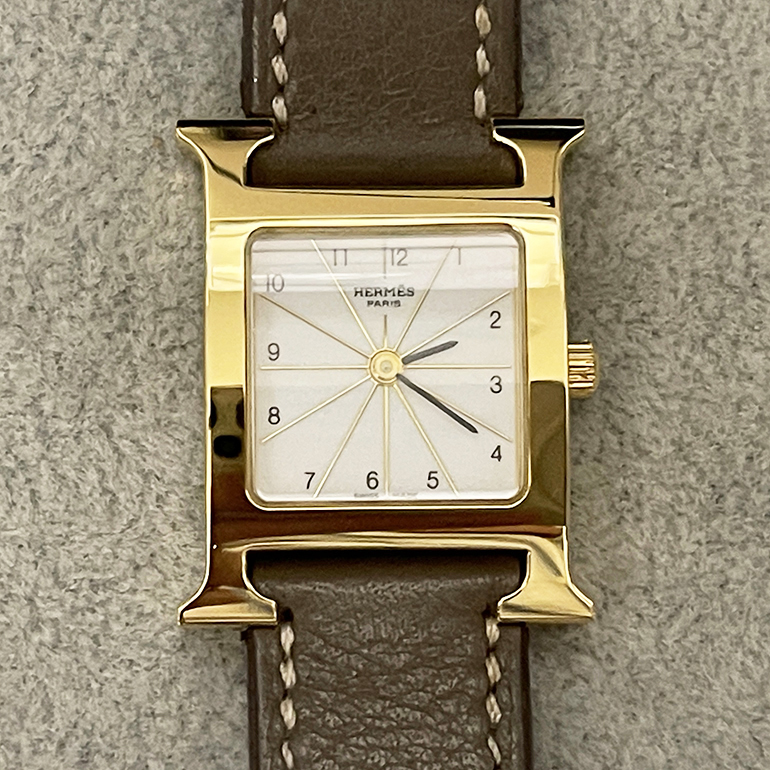 再メッキ修理後のエルメスHウォッチ
