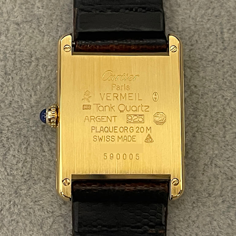 カルティエタンク修理後の裏面の写真